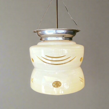 Art Deco Opaline Glass Light Shade with Decorative Motif