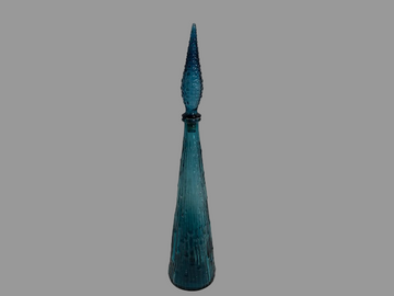 Blue Empoli Glass Genie Decanter Bottle with Stopper