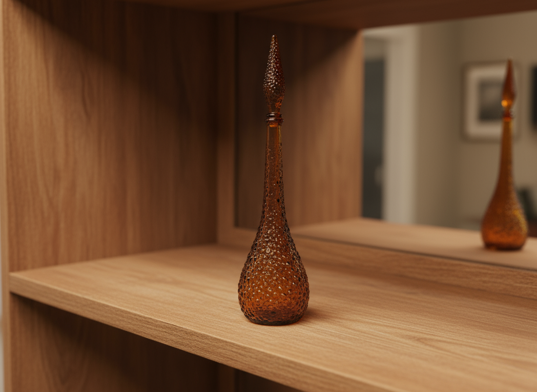 Amber Empoli Glass Genie Decanter Bottle with Stopper