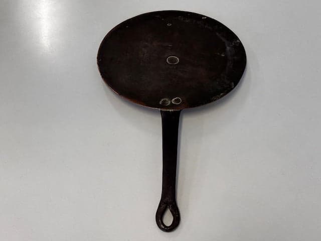 19th Century Antique French Copper Flat Lid with Wrought Iron Handle - Industry Vintage
