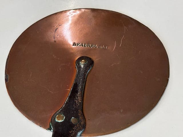 19th Century Antique French Copper Flat Lid with Wrought Iron Handle - Industry Vintage