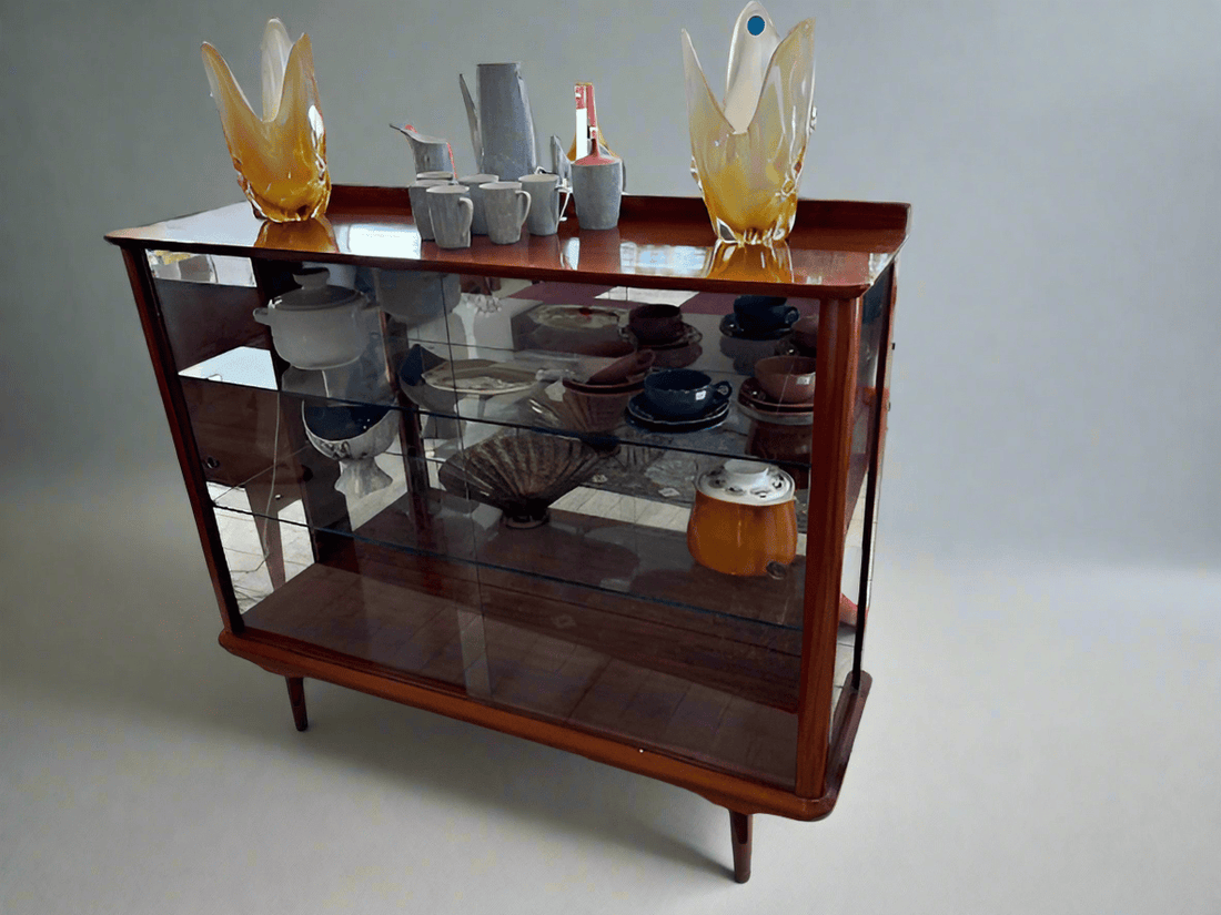Mid Century Glass Display Cabinet Arts and Crafts Furniture