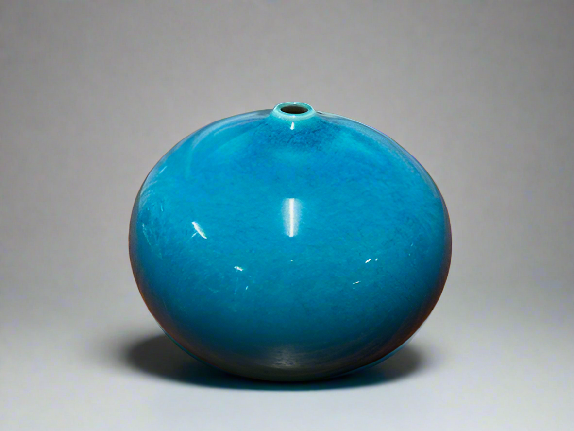 Peter Collis Turquoise Orb Vase