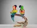 Murano Art Glass Parrots Multicoloured Murano