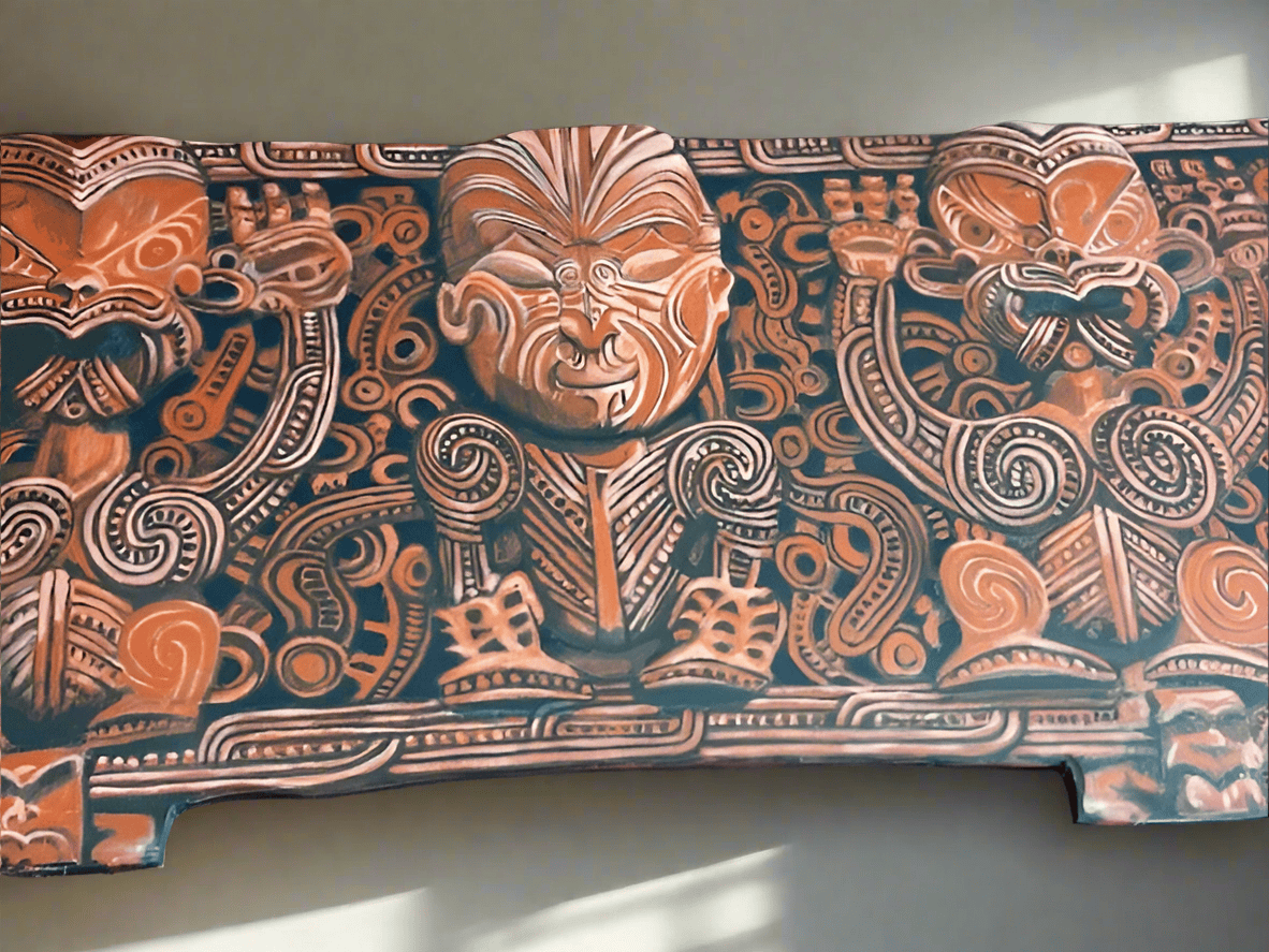 New Zealand Art ‘Pare of Hinemihi’ - acrylic on canvas on ply by Alistair Martin