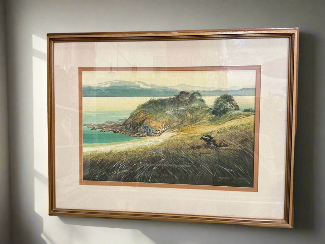 ‘Headland’ by Cynthia Taylor, Fully Framed Watercolour Art Cynthia Taylor