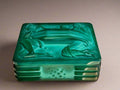 Czech Art Deco Malachite Glass Box by Curt Schlevogt Curt Schlevogt