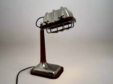 Vintage Industrial Chrome and Leather Desk Lamp