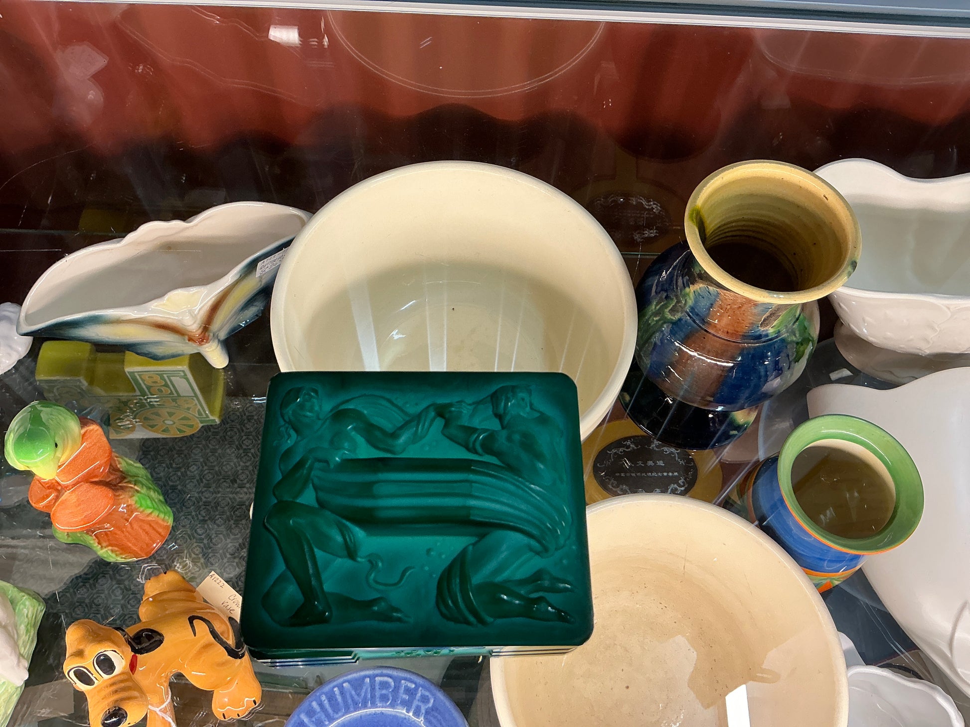 Czech Art Deco Malachite Glass Box by Curt Schlevogt Curt Schlevogt