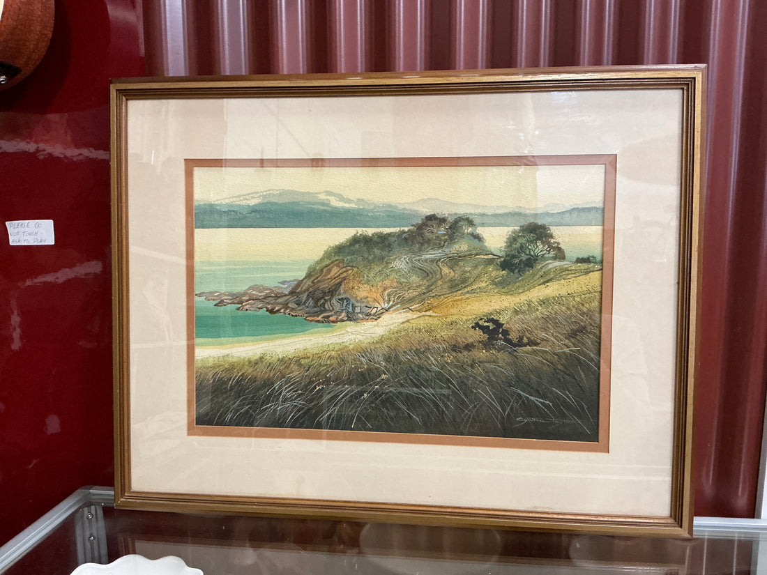 ‘Headland’ by Cynthia Taylor, Fully Framed Watercolour Art Cynthia Taylor