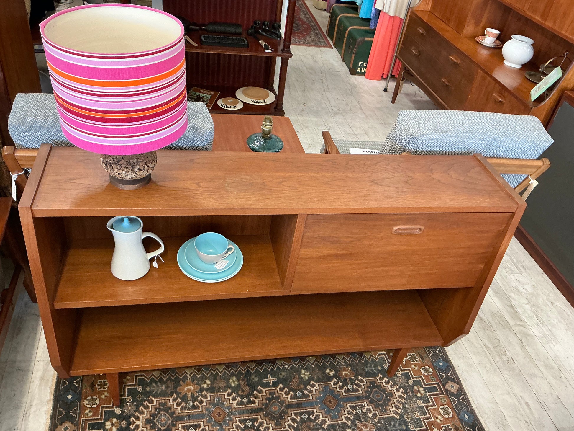 Mid-Century Modern Vintage Solid Teak Wooden Sideboard Industry Vintage