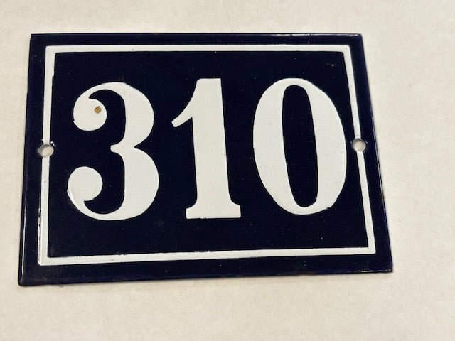 Vintage Enamel, Porcelain on Steel, European House Number, 
Dark Blue