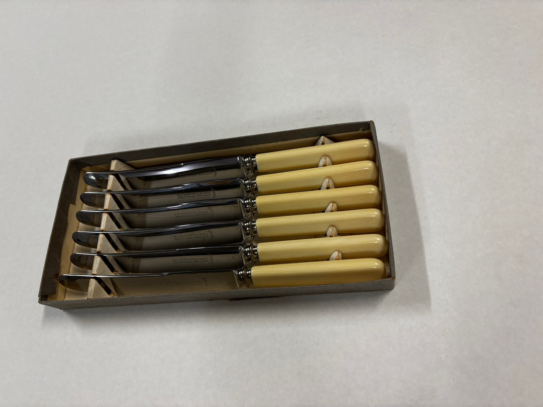 Geo Wostenholm & Son Sheffield Bovine Bone Handle Knife Set