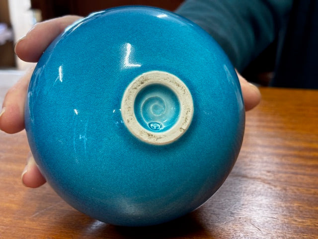 Peter Collis Turquoise Orb Vase
