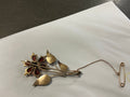 Rolled Gold Flower Brooch with Garnets Gold Jewelry
