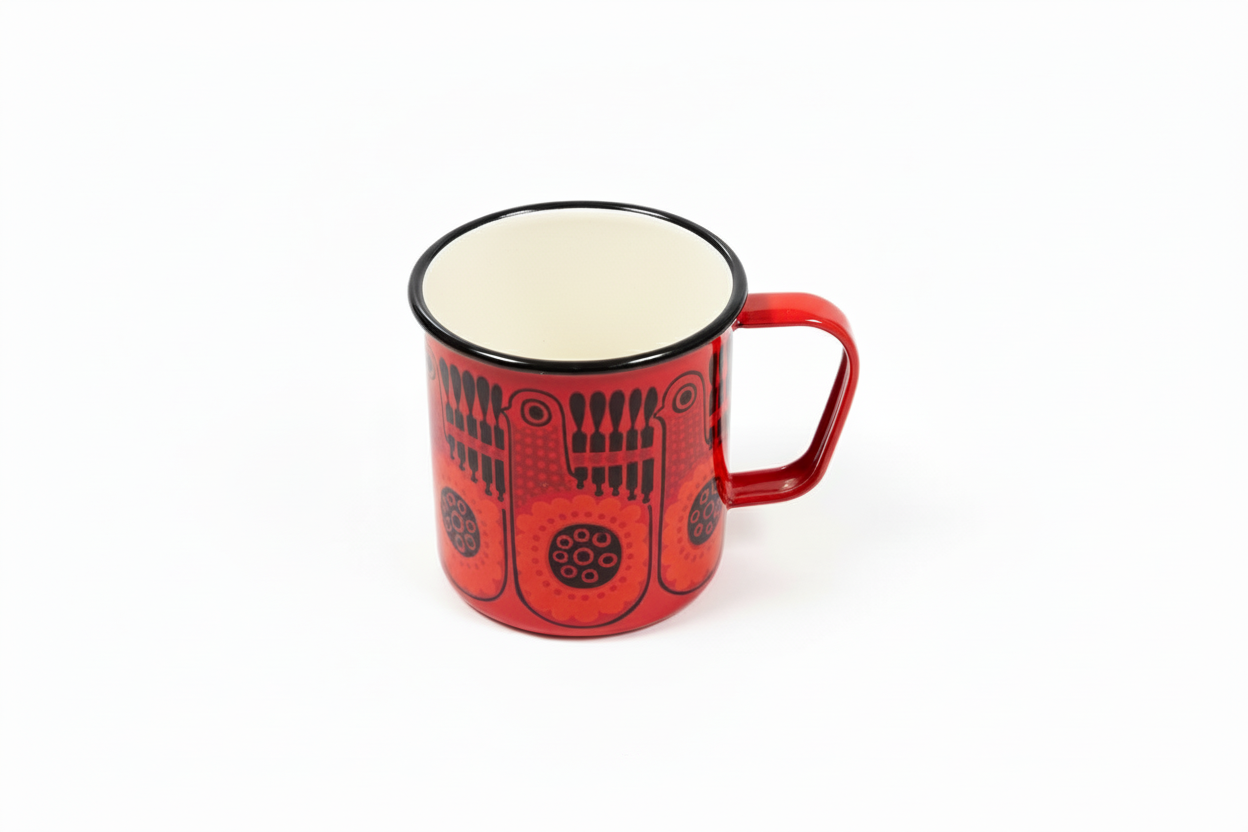 Finel Lintu Bird Enamel Coffee Mug Cup Arabia Finland Vintage
