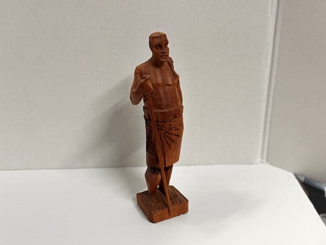Carved Wooden Samoan Tulafale or Orator Model with Flyswitch