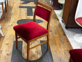 Mid century red velvet and oak dining chair