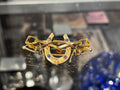 Antique 18ct Gold, Sapphire and Seed Pearl Horseshoe Brooch Vintage Jewelry