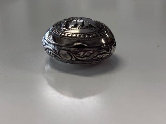 Antique Sterling Silver Snuff Box with Elephant Motif Antique Snuff Box
