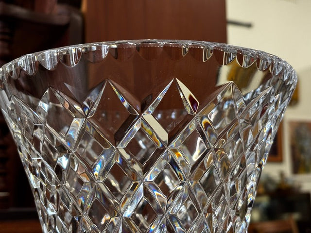 Extra Large Vintage Diamond Point Crystal Vase
