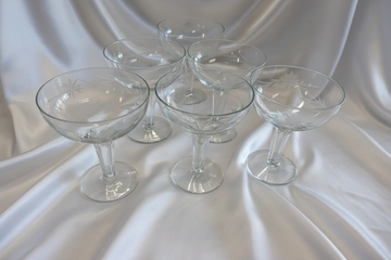 Hollow Stemmed Vintage Champagne Glasses Set of 6