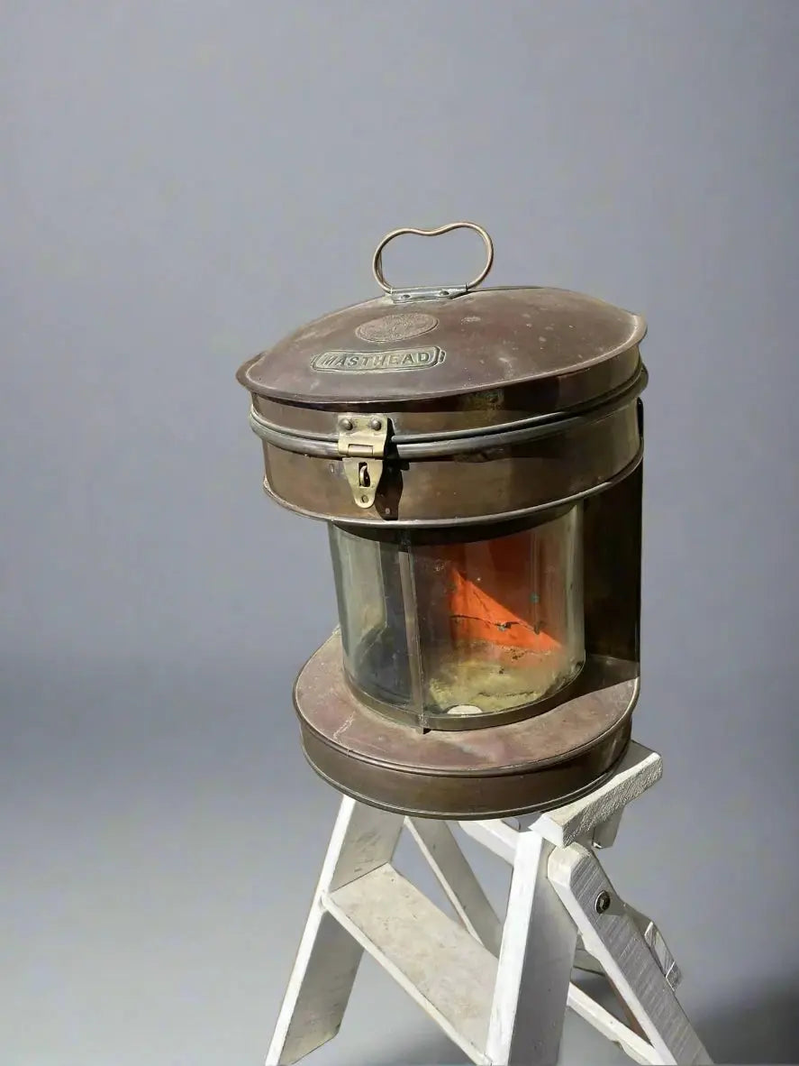 Rare Maritime Masthead Ship Lantern. Copper. Made in Scotland - Industry Vintage