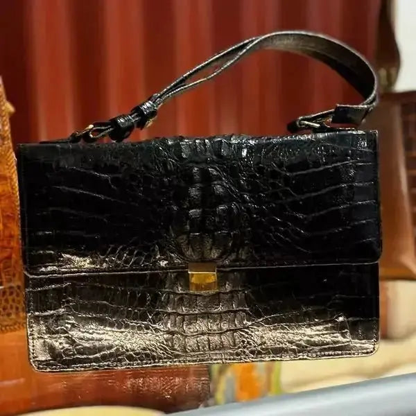 Vintage Crocodile & Alligator Leather Handbags - Industry VintageBlack
