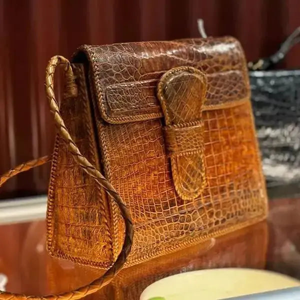 Vintage Crocodile & Alligator Leather Handbags - Industry VintageBrown