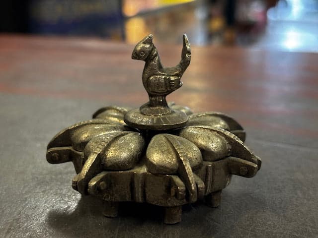 Antique Brass/Bronze Kum Kum box - Industry Vintage