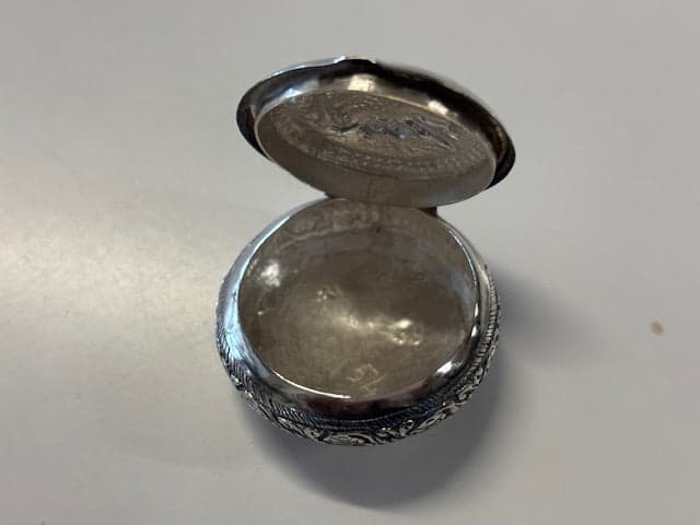 Antique Sterling Silver Snuff Box with Singha Lion Motif - Industry Vintage
