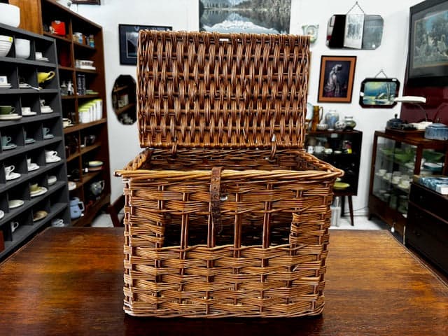 Antique Wicker Pigeon Carrier Basket - Industry Vintage