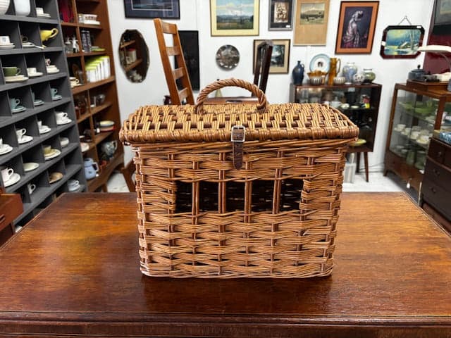 Antique Wicker Pigeon Carrier Basket - Industry Vintage