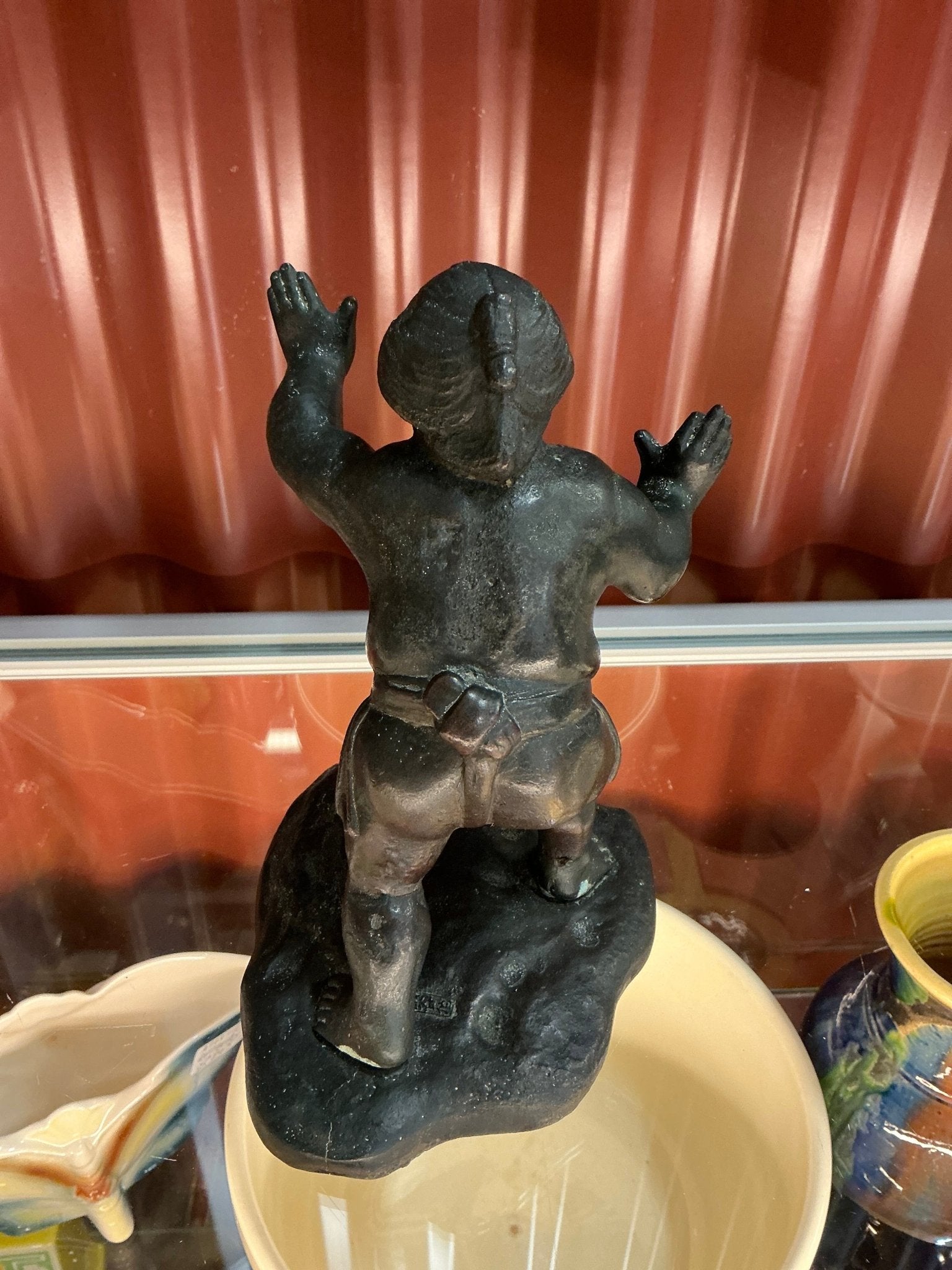 Authentic Japanese Meiji Period Bronze Bookend - Industry Vintage