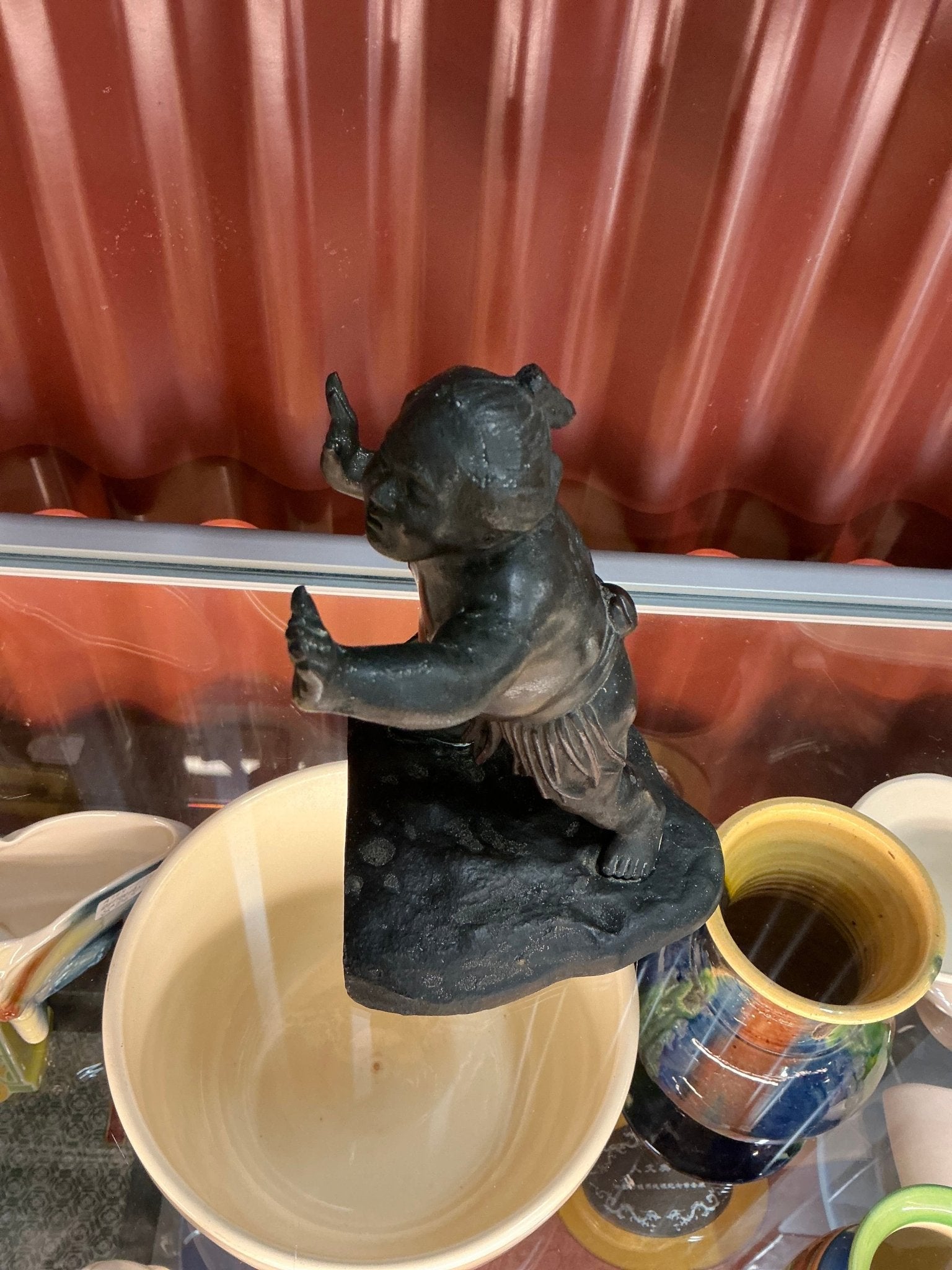 Authentic Japanese Meiji Period Bronze Bookend - Industry Vintage