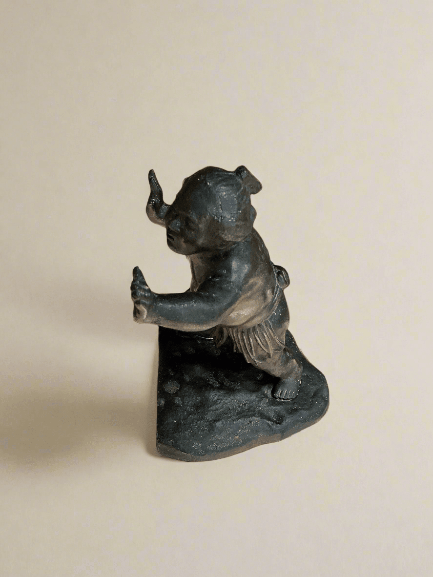 Authentic Japanese Meiji Period Bronze Bookend - Industry Vintage