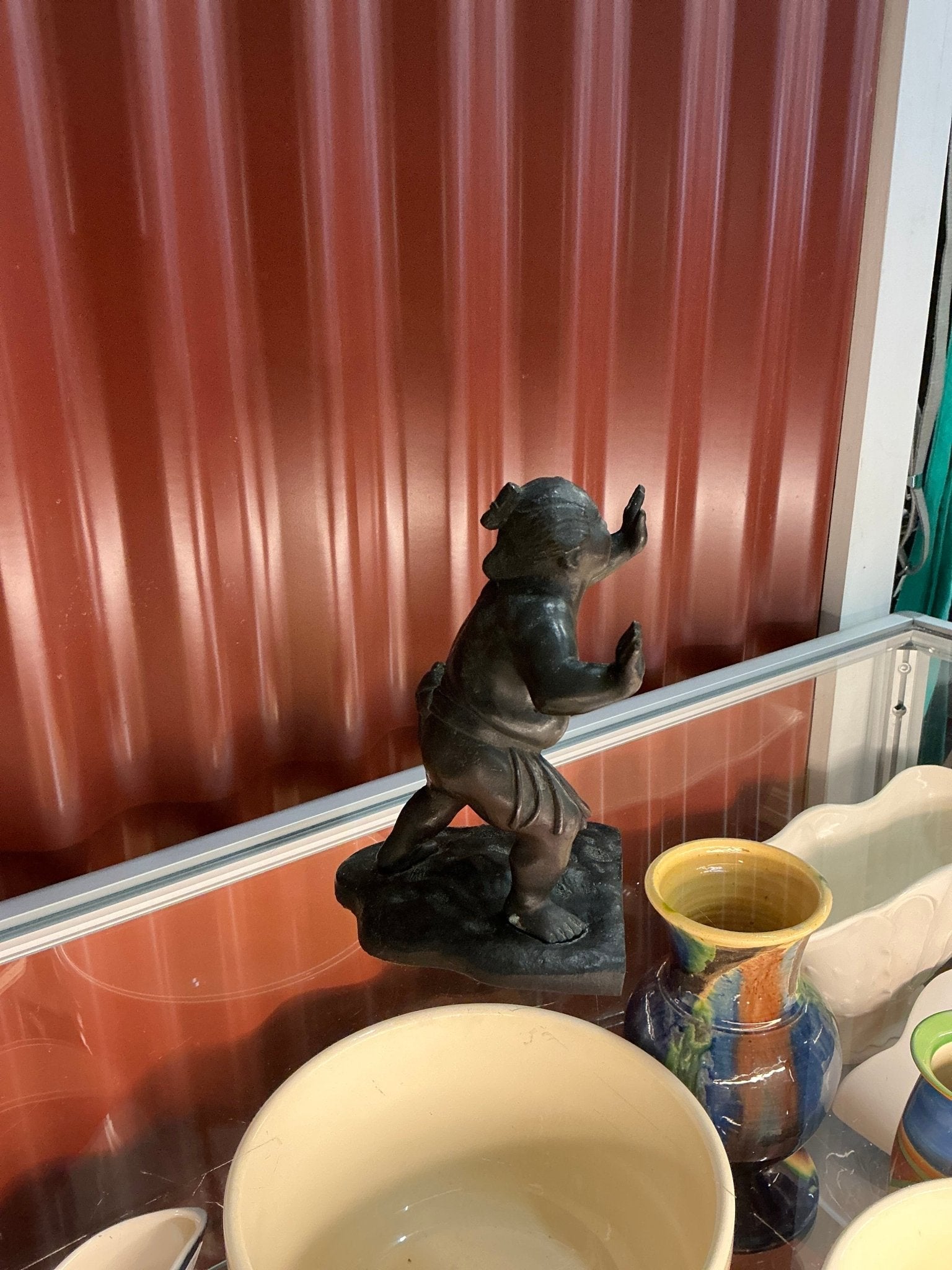 Authentic Japanese Meiji Period Bronze Bookend - Industry Vintage