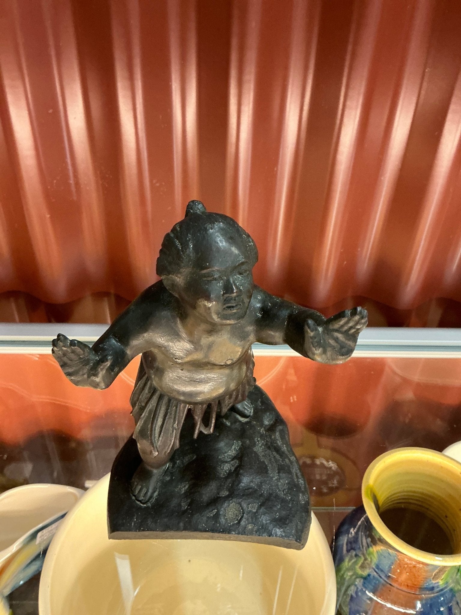 Authentic Japanese Meiji Period Bronze Bookend - Industry Vintage