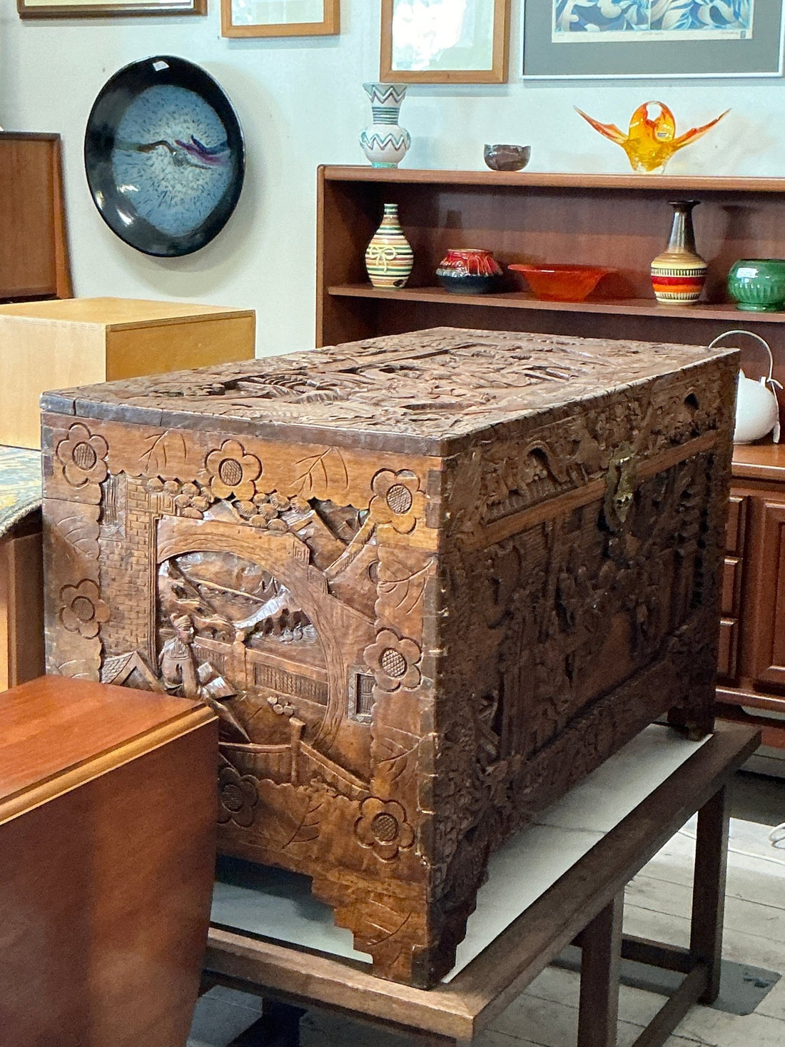 Camphor Chest Extra Large with Exquisite Details - Industry Vintage