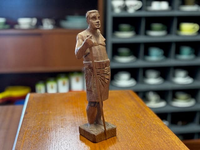 Carved Wooden Samoan Tulafale or Orator Model with Flyswitch - Industry Vintage