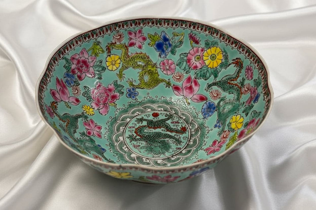 Chinese Eggshell Porcelain Bowl Large - Industry Vintage