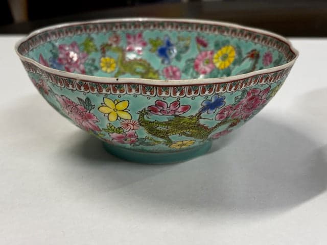 Chinese Eggshell Porcelain Bowl Large - Industry Vintage
