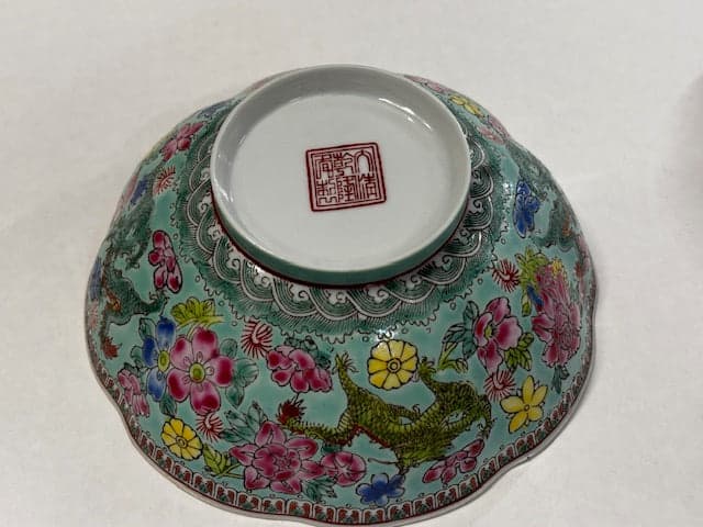 Chinese Eggshell Porcelain Bowl Large - Industry Vintage
