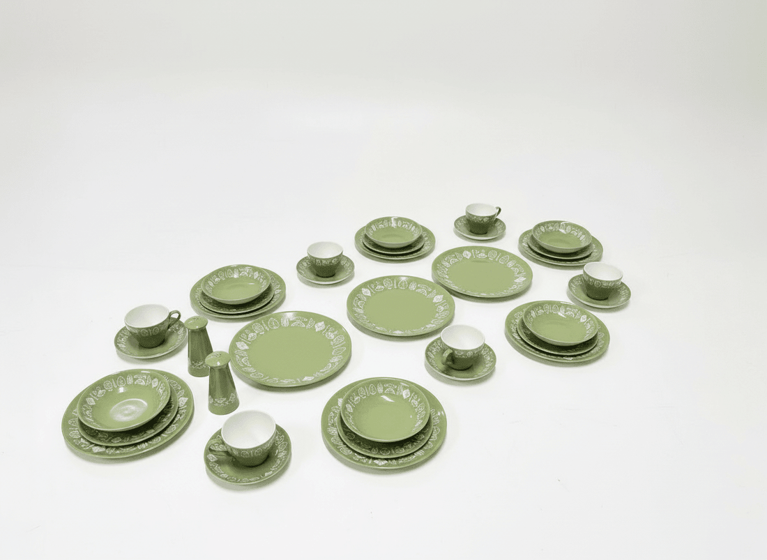 Crown Lynn Narvik Dinnerware Olive Green - Industry Vintage