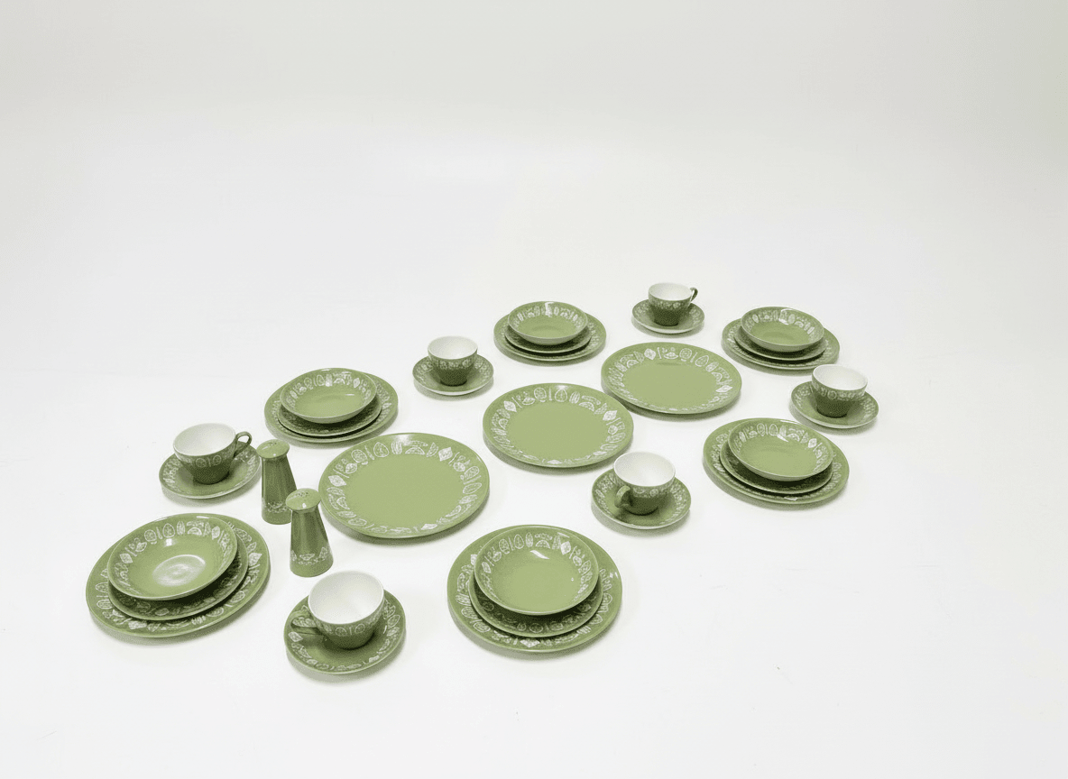 Crown Lynn Narvik Dinnerware Olive Green - Industry Vintage