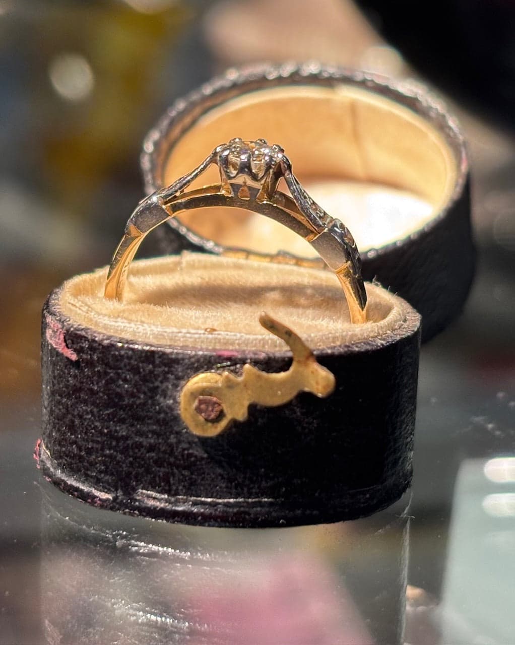 Diamond Gold and Platinum Solitaire Ring - Industry Vintage
