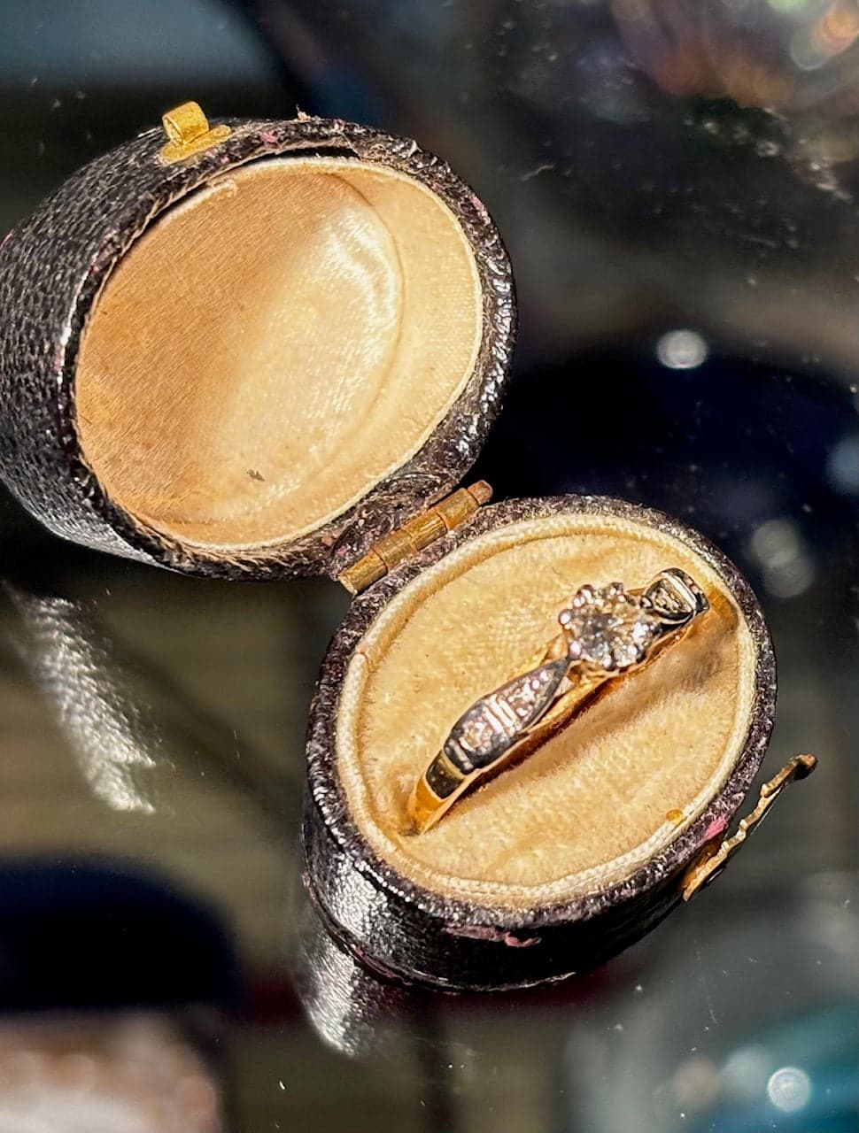 Diamond Gold and Platinum Solitaire Ring - Industry Vintage