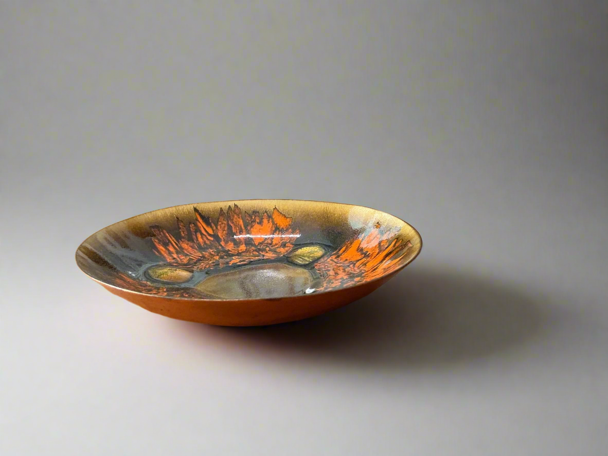 Edward Star Vintage Enamel on Copper Dish Artwork Edward Star