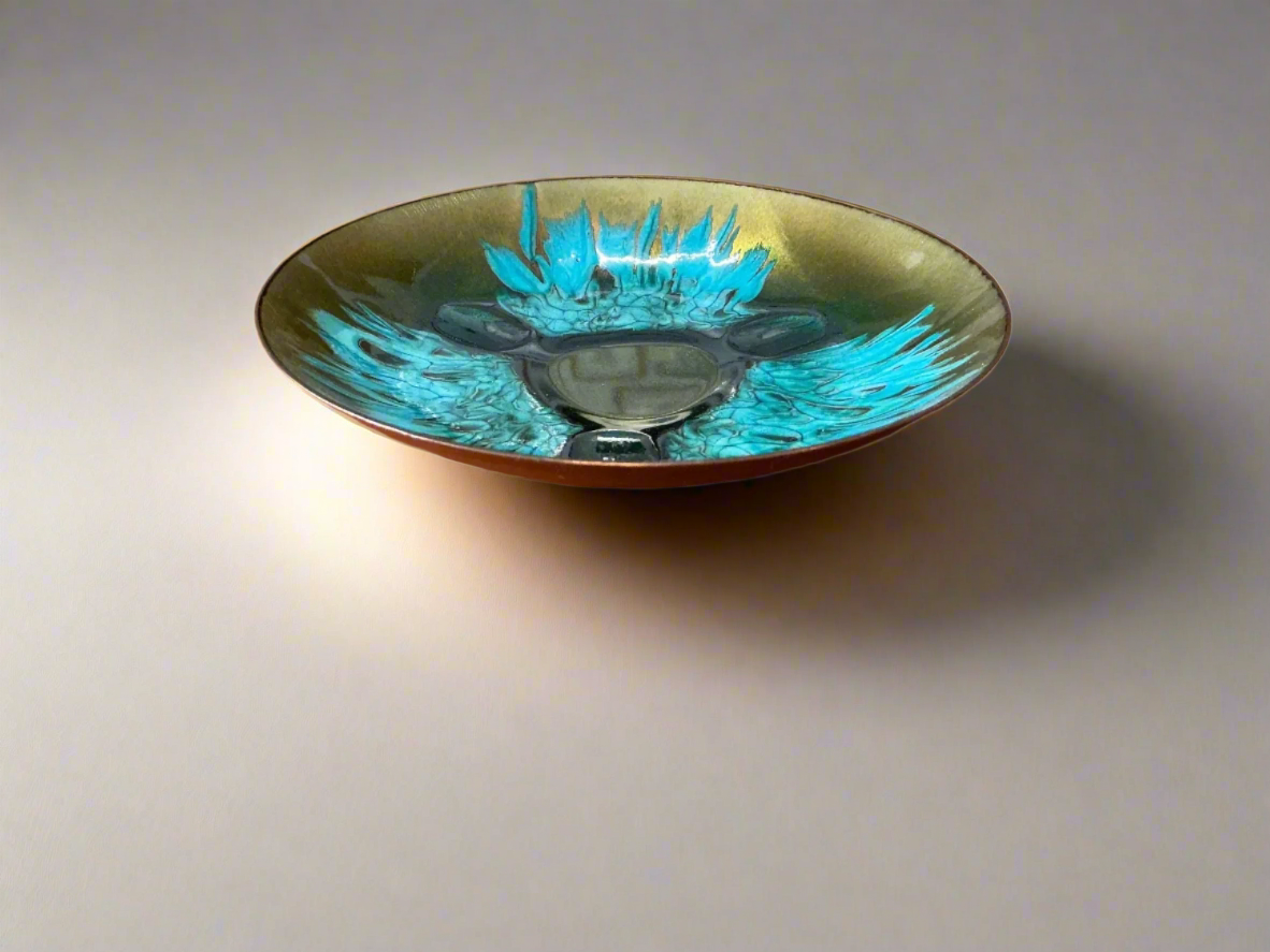 Edward Star Vintage Enamel on Copper Dish Artwork Edward Star