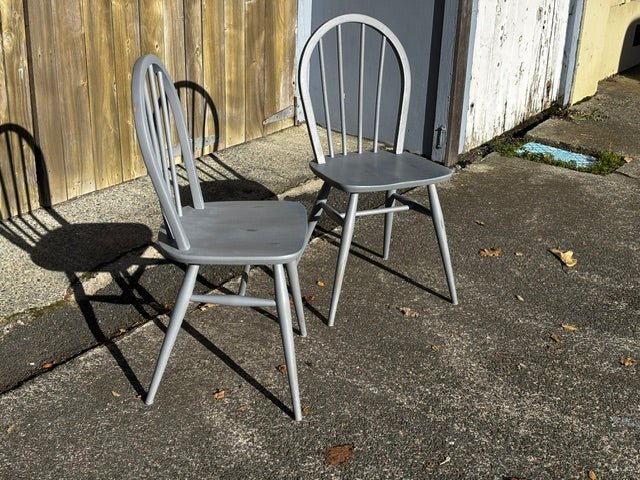 Ercol Windsor Dining Chair - Industry VintageBlue Grey with 2 patterns